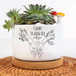 I Want To Grow Old With You - Personalized Photo Ceramic Plant Pot With Tray