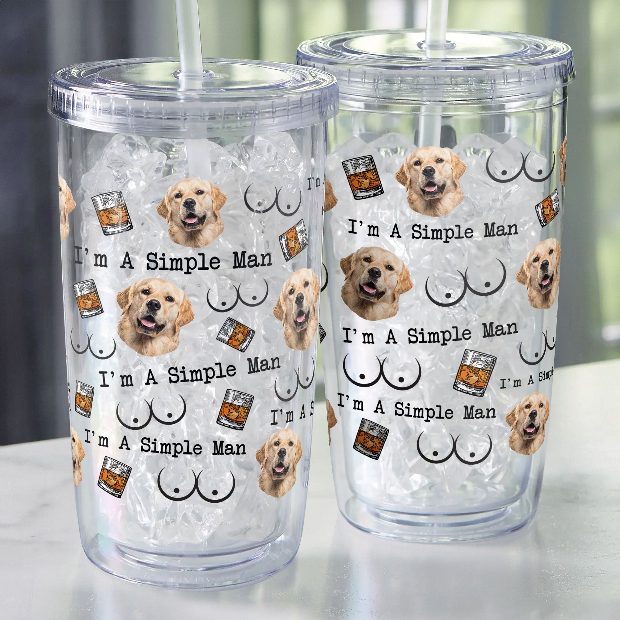 I'm A Simple Man - Personalized Photo Acrylic Tumbler With Straw