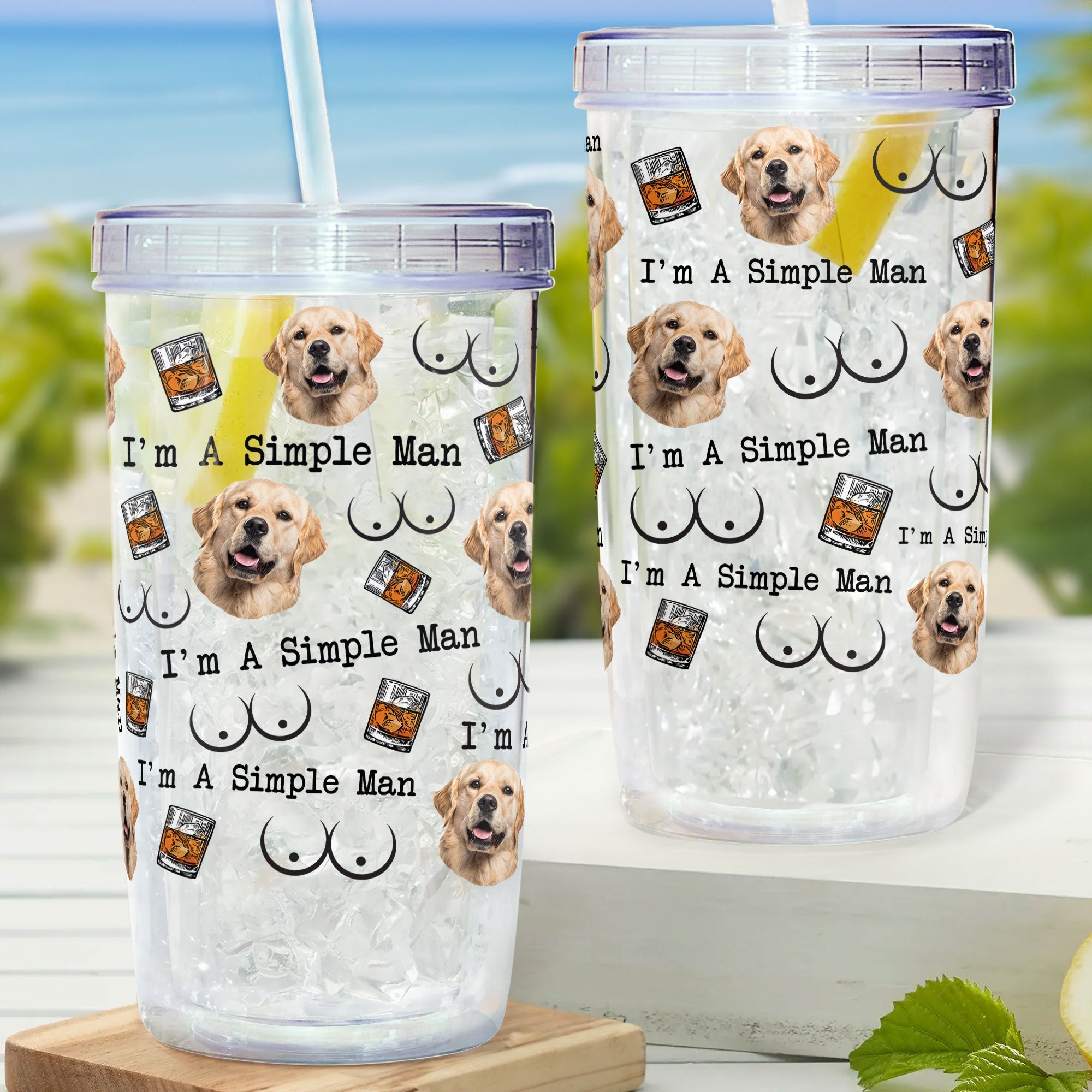 I'm A Simple Man - Personalized Photo Acrylic Tumbler With Straw