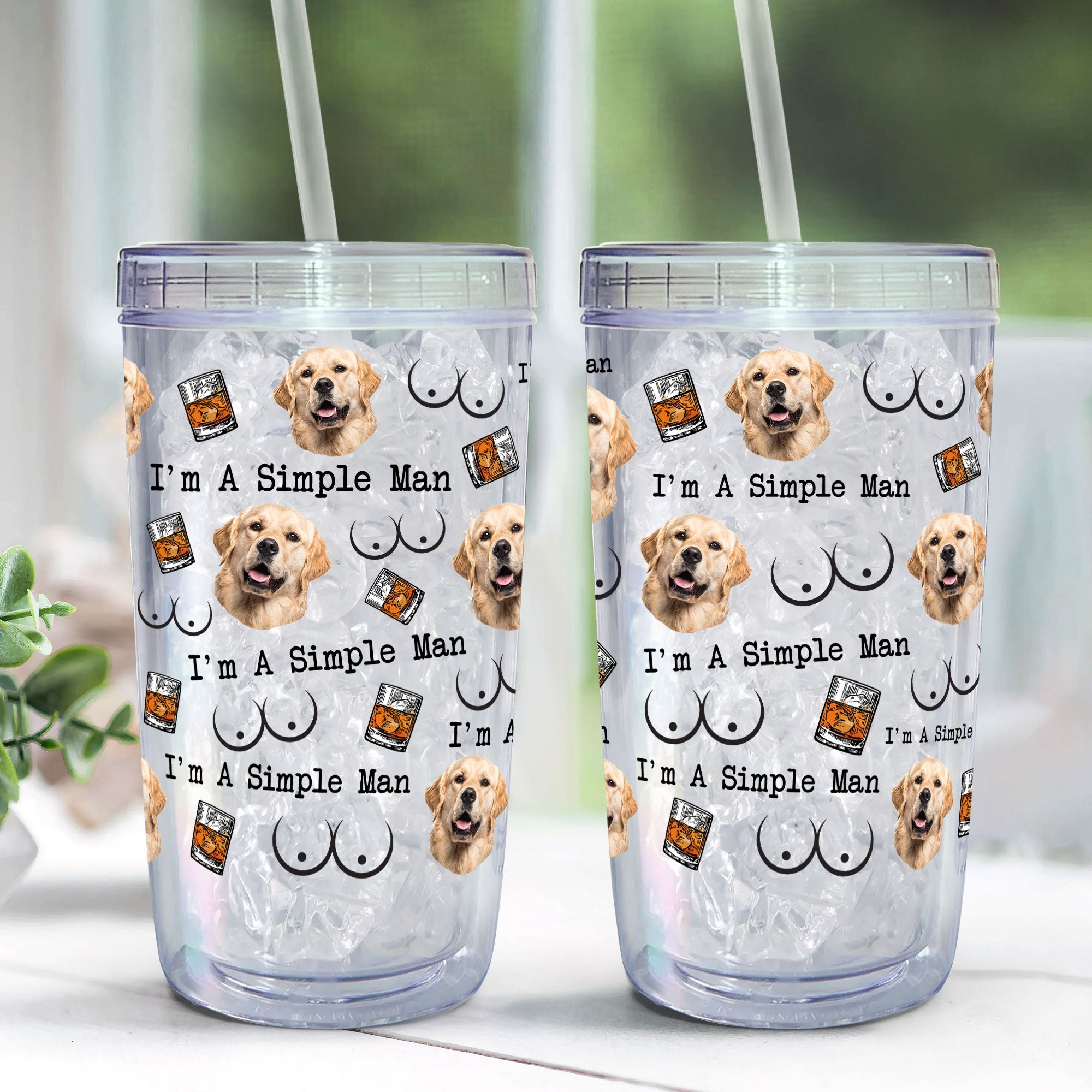 I'm A Simple Man - Personalized Photo Acrylic Tumbler With Straw