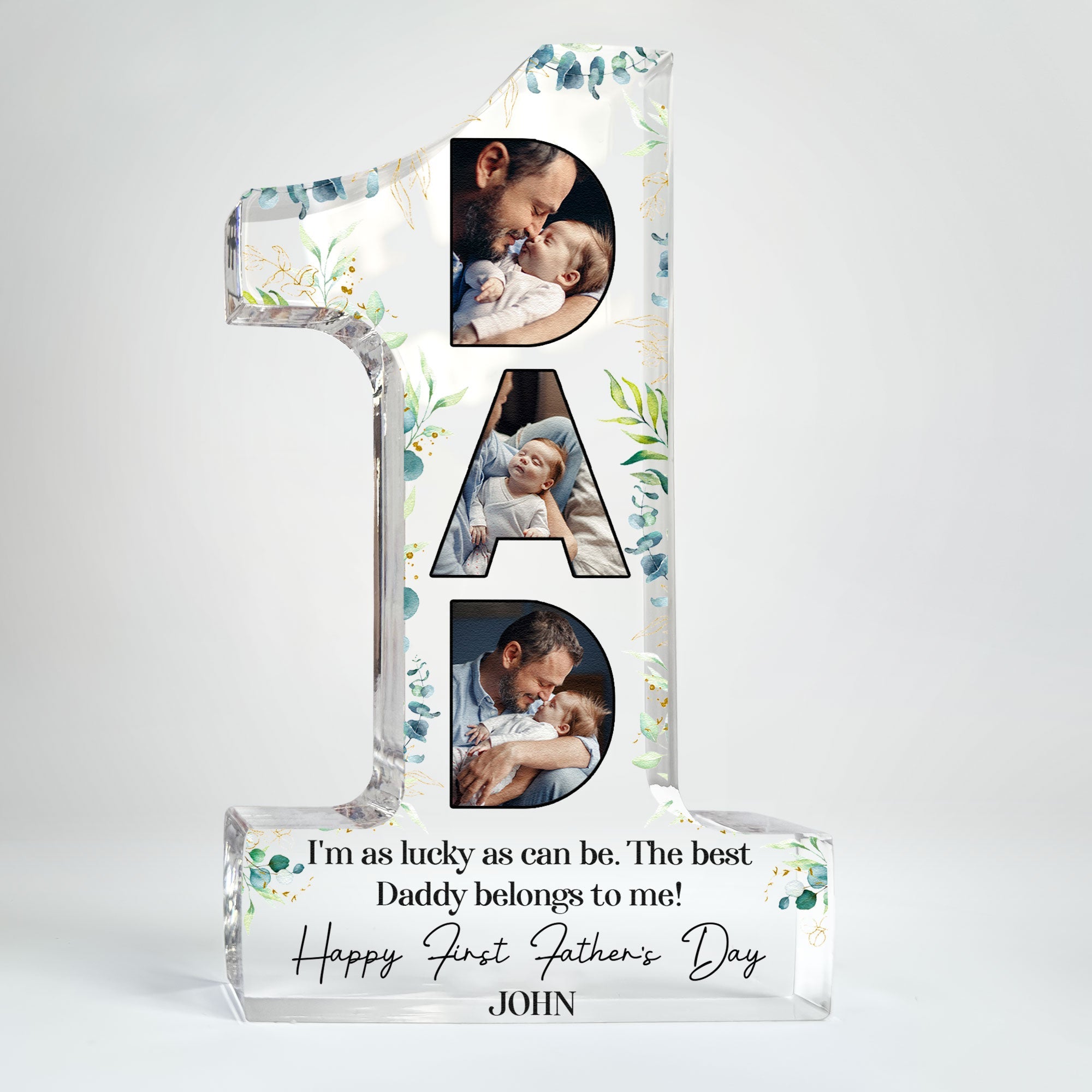 Father's Day Gifts, I'm As Lucky 1st Father's Day - Personalized Custom Shaped Acrylic Photo Plaque