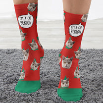 I'm A Cat Person - Personalized Photo Crew Socks