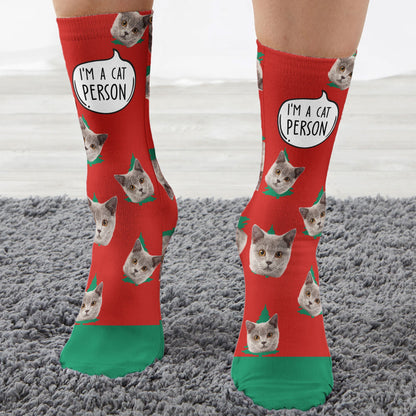 I'm A Cat Person - Personalized Photo Crew Socks