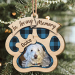 In Loving Memory - Personalized Paw Shaped Wooden Photo Ornament