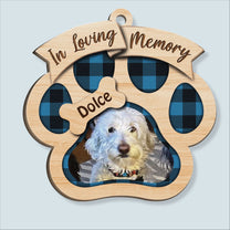 In Loving Memory - Personalized Paw Shaped Wooden Photo Ornament