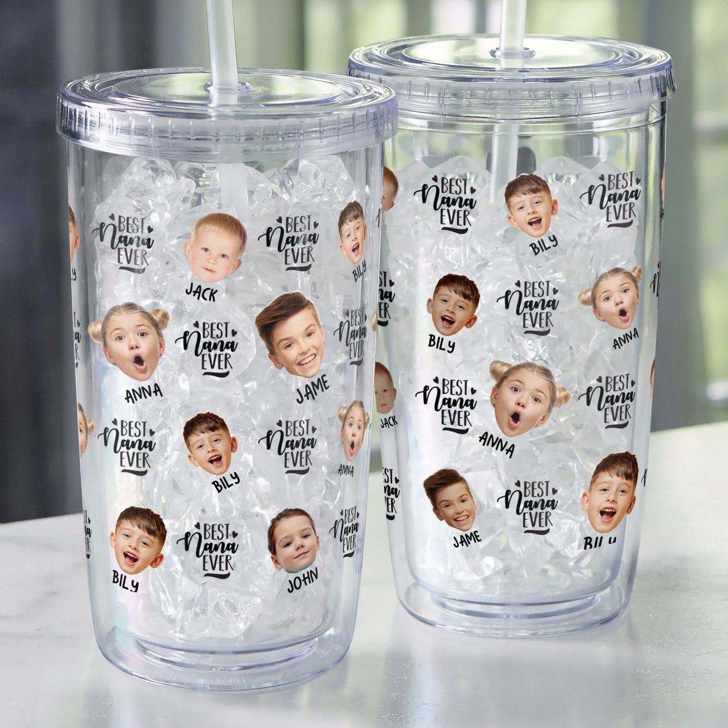 Lovely Upload Kid Image - Personalized Photo Acrylic Tumbler With Straw