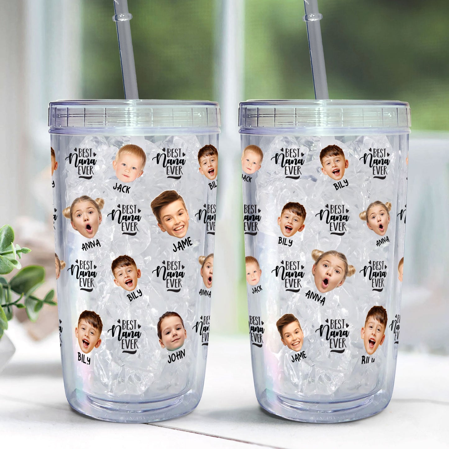 Lovely Upload Kid Image - Personalized Photo Acrylic Tumbler With Straw