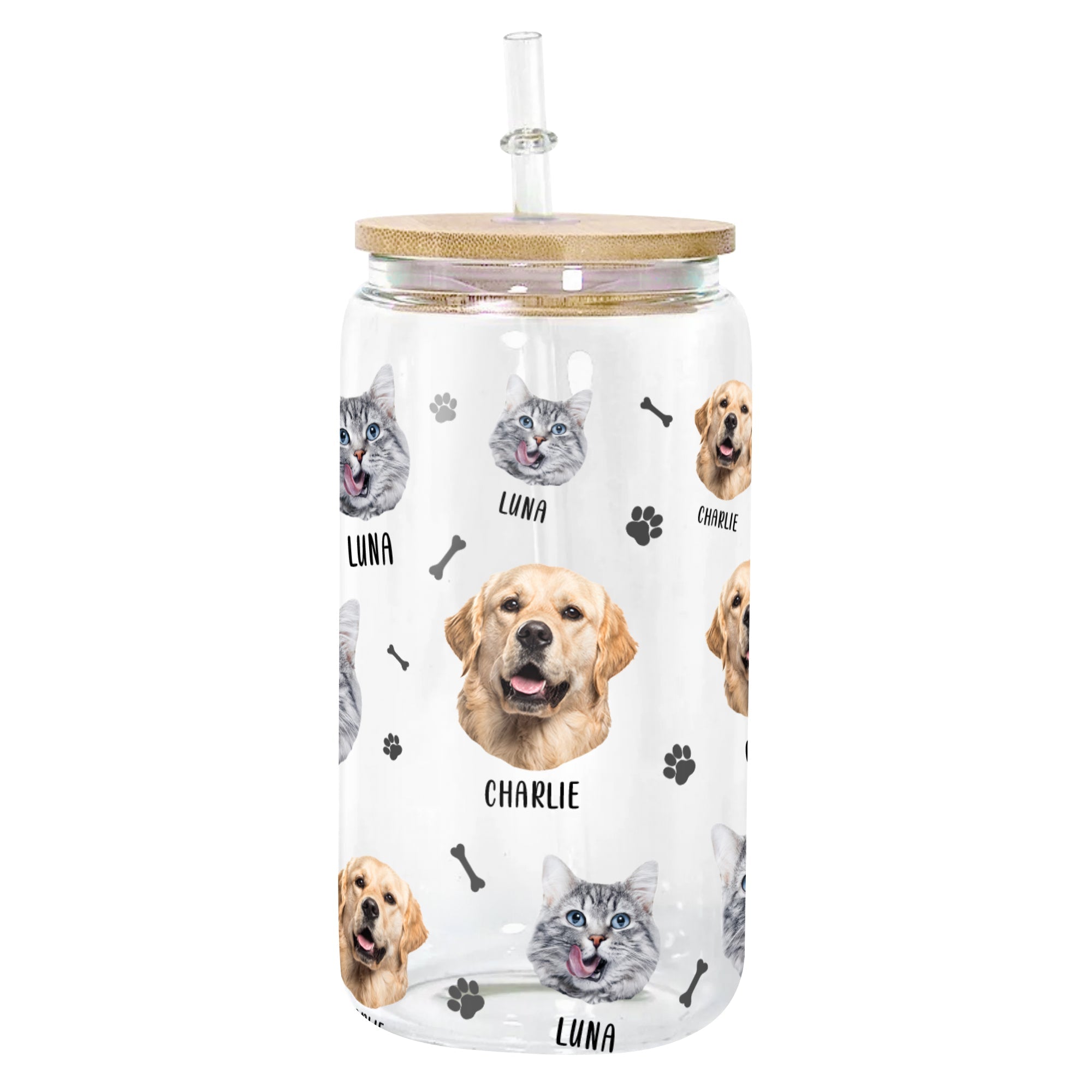 Lovely Upload Pet Image - Personalized Photo Clear Glass Cup