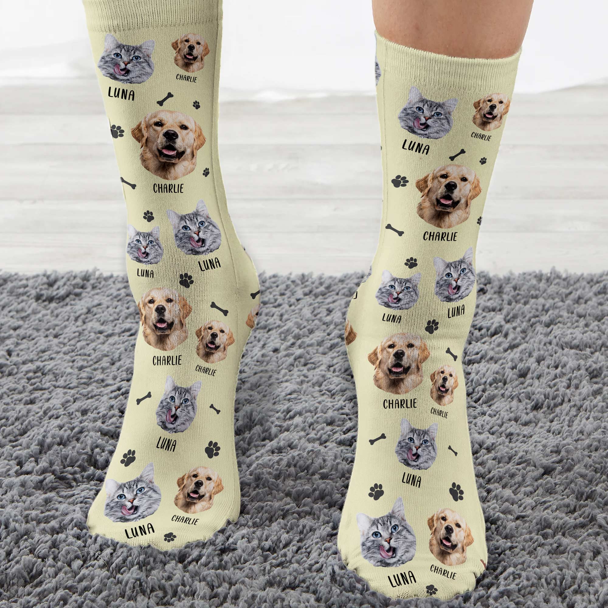 Lovely Upload Pet Image - Personalized Photo Crew Socks