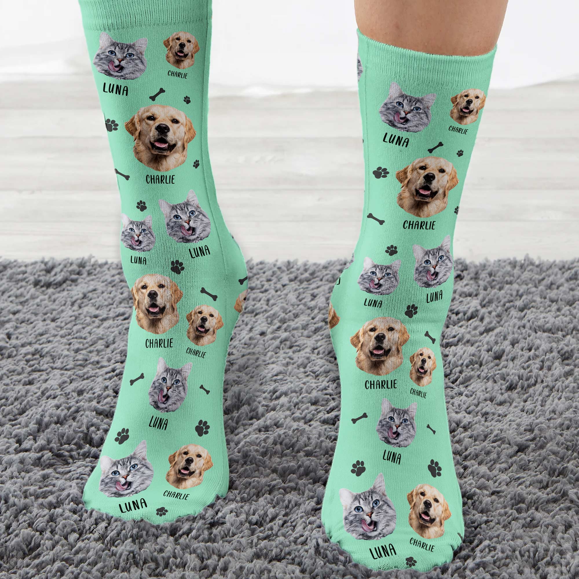 Lovely Upload Pet Image - Personalized Photo Crew Socks