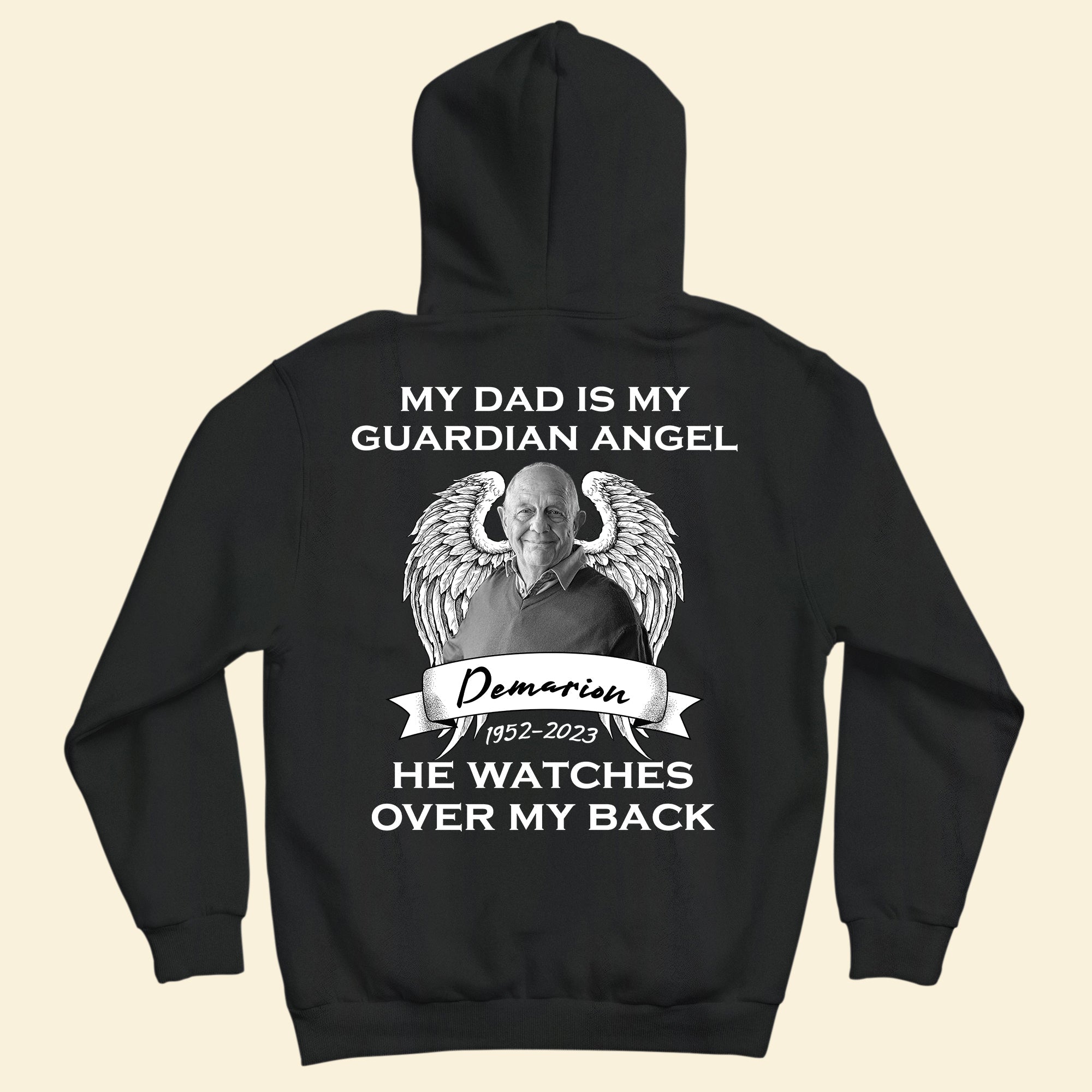 My Dad Is My Guardian Angel - Personalized Photo Back Printed Shirt