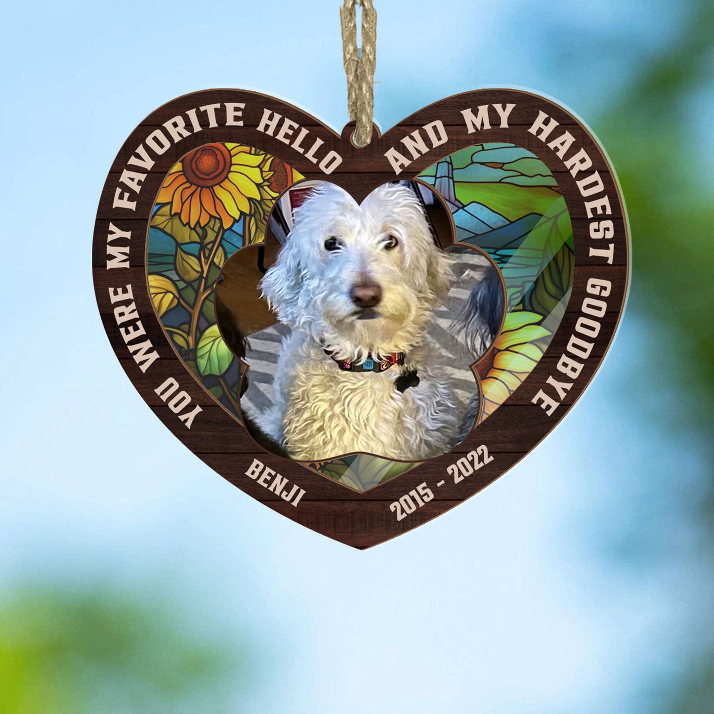 My Favorite Hello & Hardest Goodbye - Personalized Photo Suncatcher Ornament