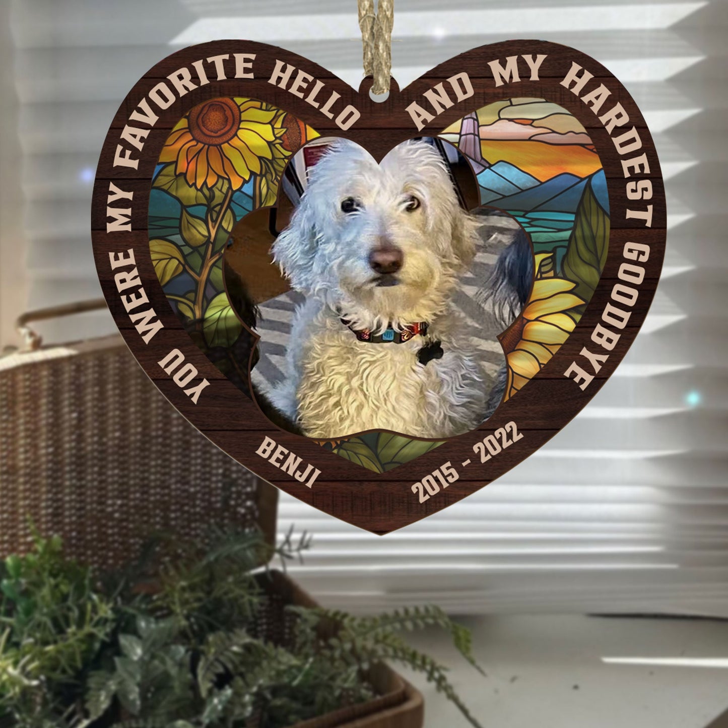 My Favorite Hello & Hardest Goodbye - Personalized Photo Suncatcher Ornament