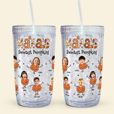 Nana's Sweetest Pumpkins - Personalized Photo Acrylic Tumbler With Straw
