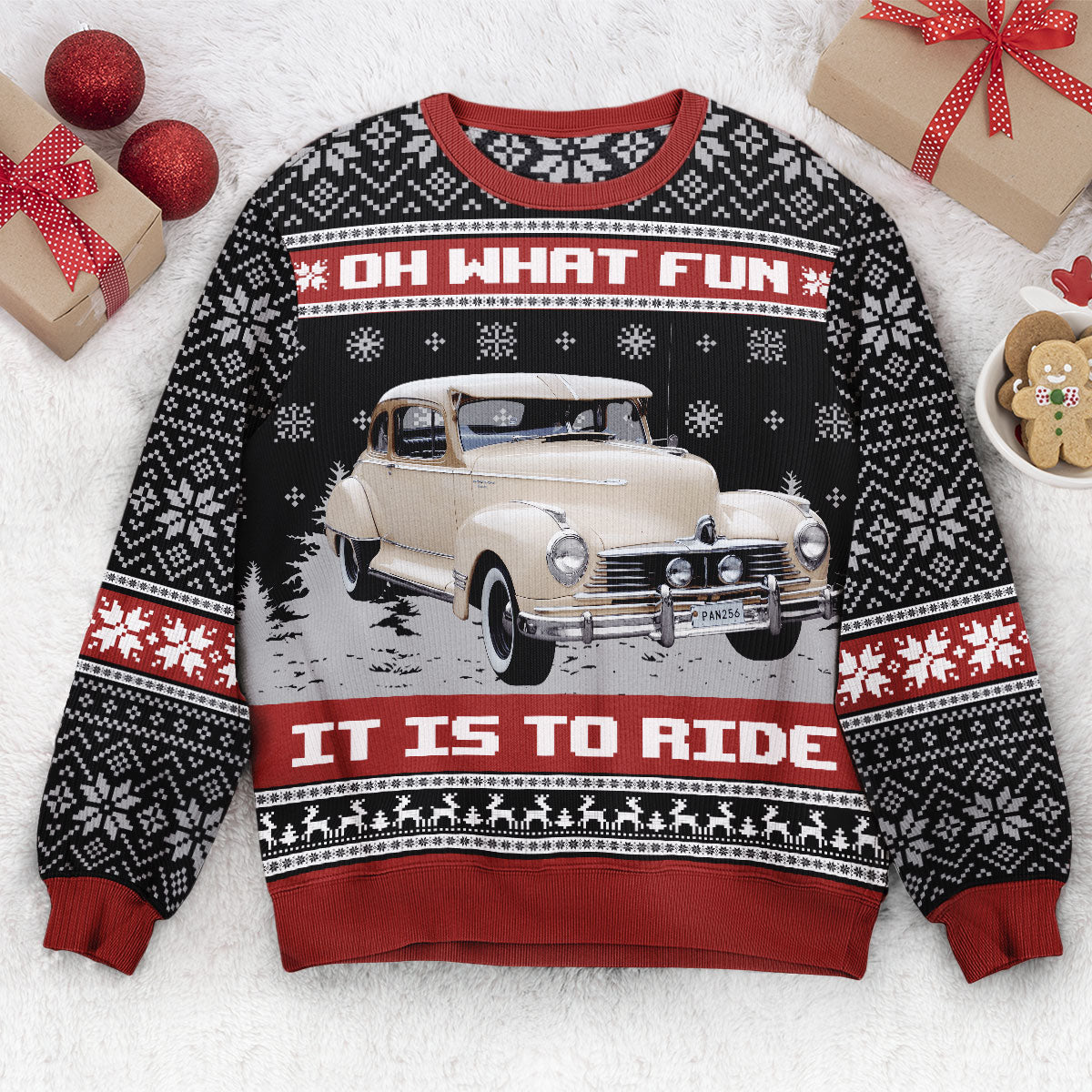 Oh What Fun It Is To Ride For Men - Personalized Photo Ugly Sweater