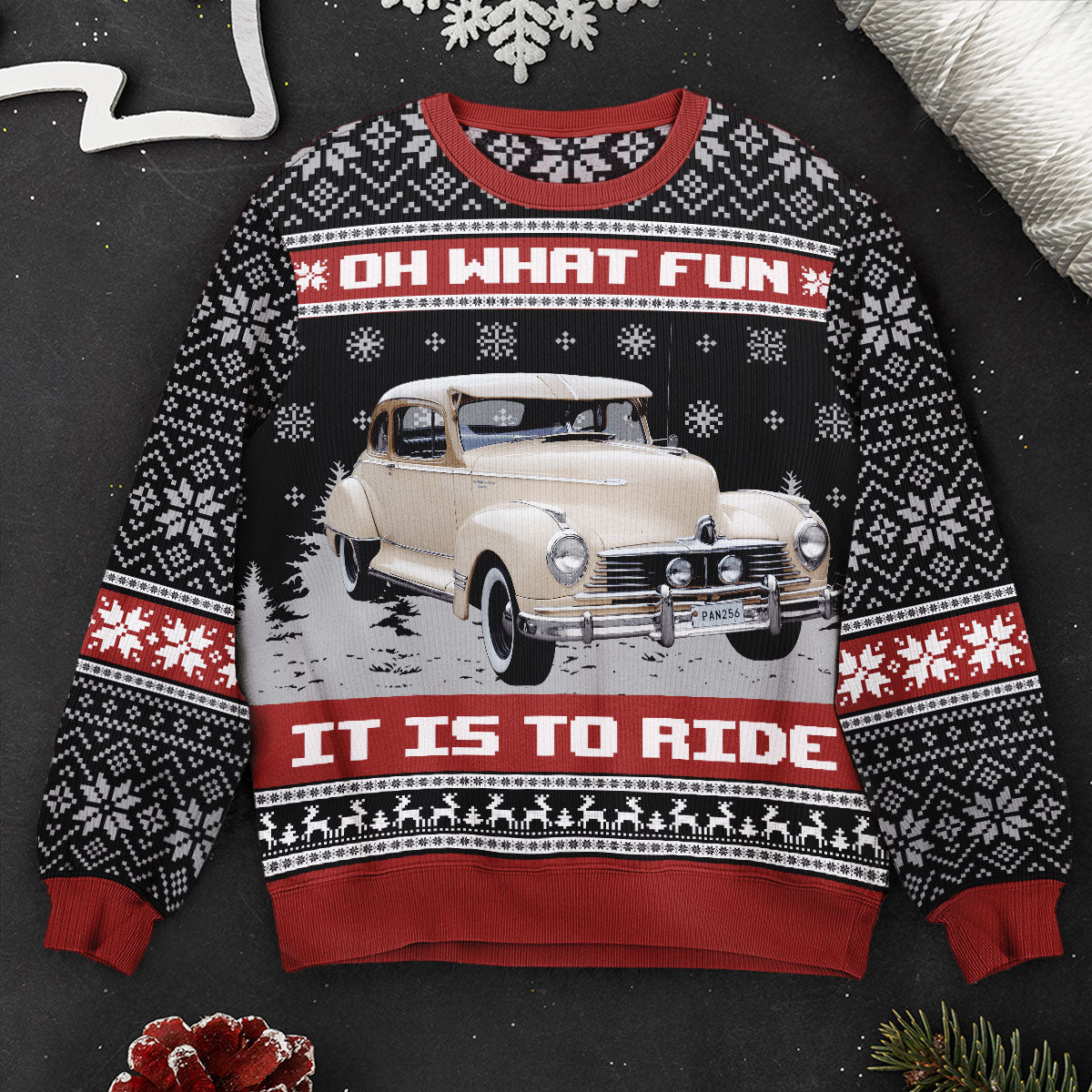 Oh What Fun It Is To Ride For Men - Personalized Photo Ugly Sweater