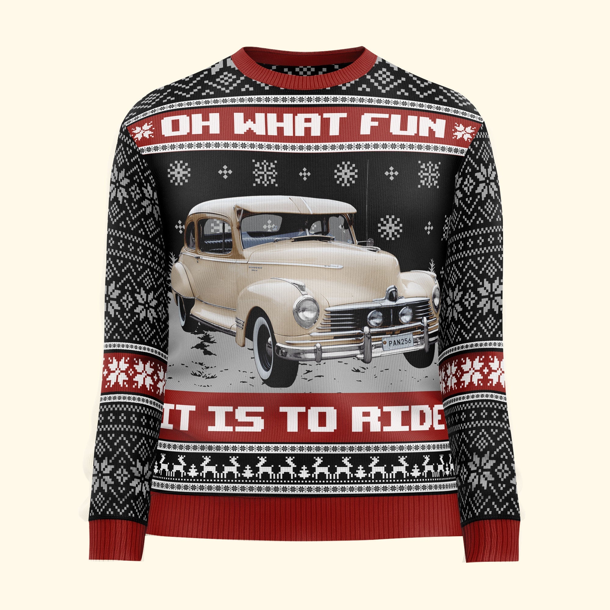 Oh What Fun It Is To Ride For Men - Personalized Photo Ugly Sweater