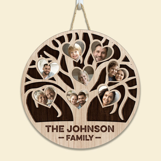 Our Family - Personalized Round Wood Photo Sign