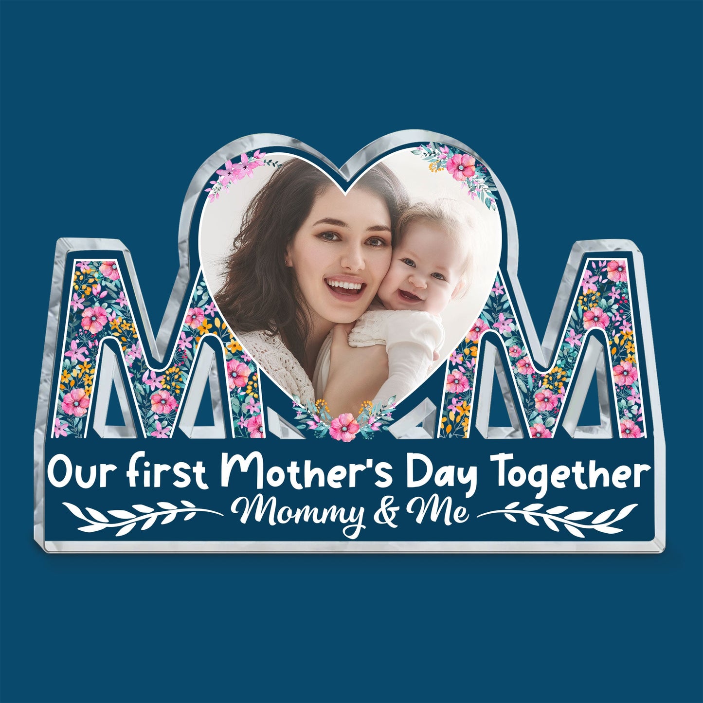 Our First Mother's Day Together - Personalized Mom Shaped Acrylic Photo Plaque