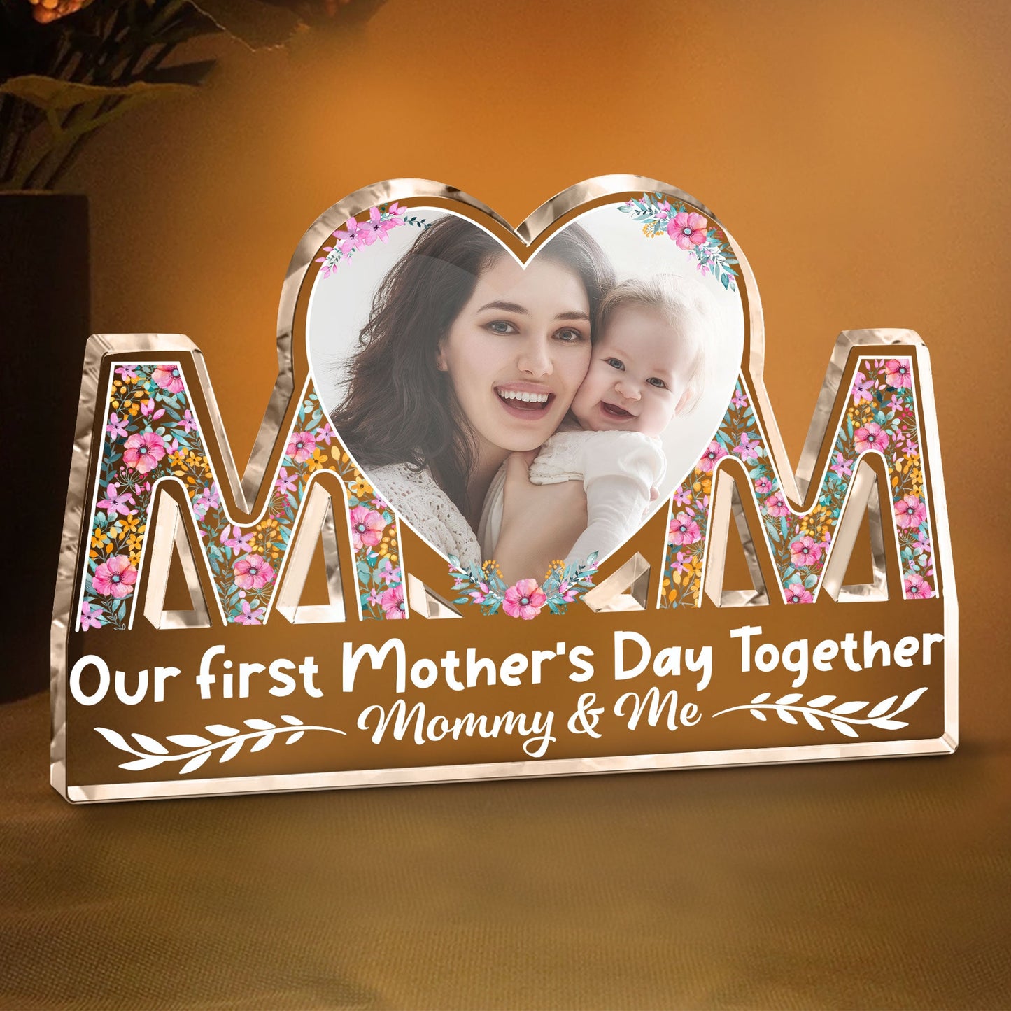 Our First Mother's Day Together - Personalized Mom Shaped Acrylic Photo Plaque