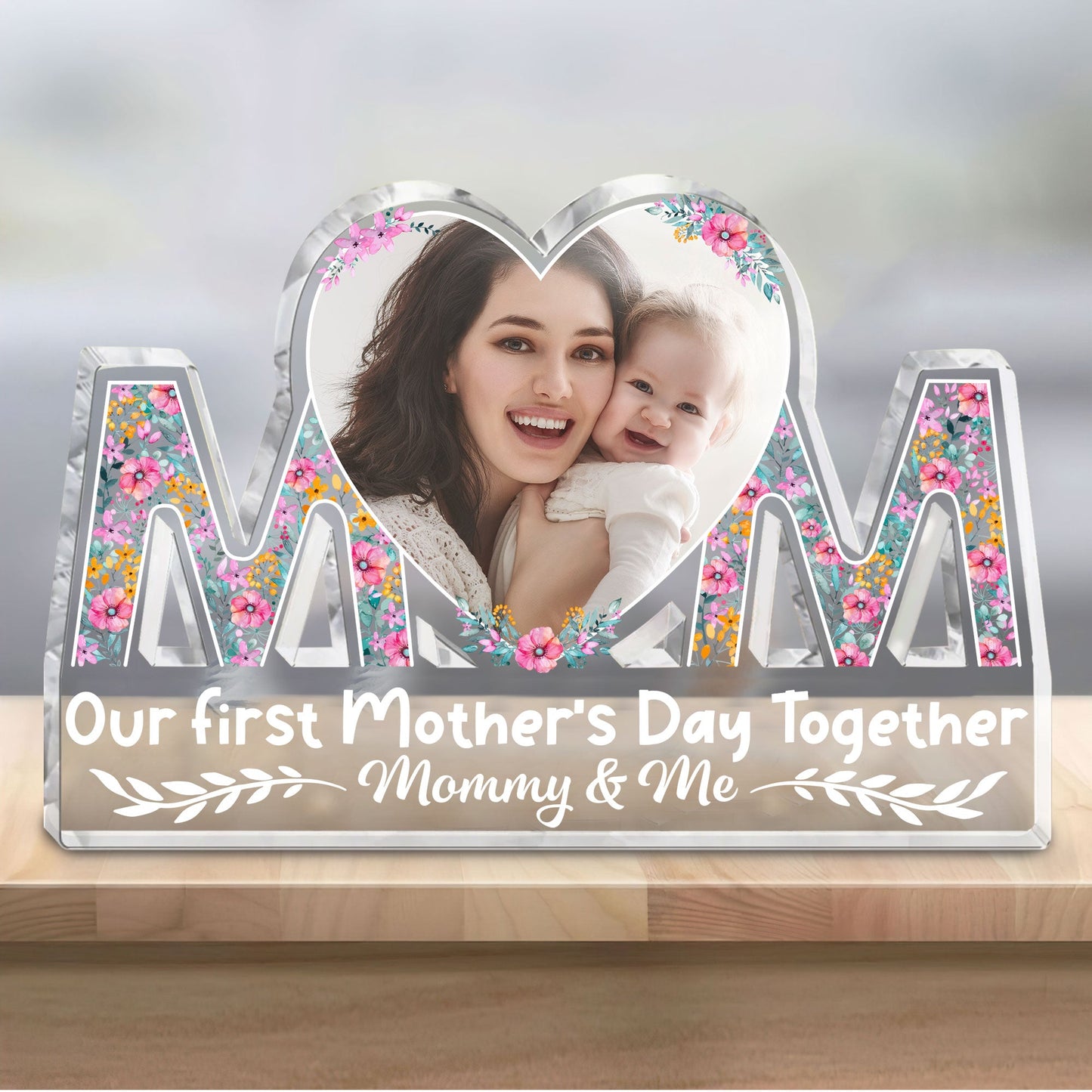 Our First Mother's Day Together - Personalized Mom Shaped Acrylic Photo Plaque