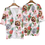 Pet Face Tropical - Personalized Photo Women's Kimono Chiffon Cover Up