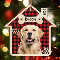 Pet's Sweet Home - Personalized House Shaped Wooden Photo Ornament