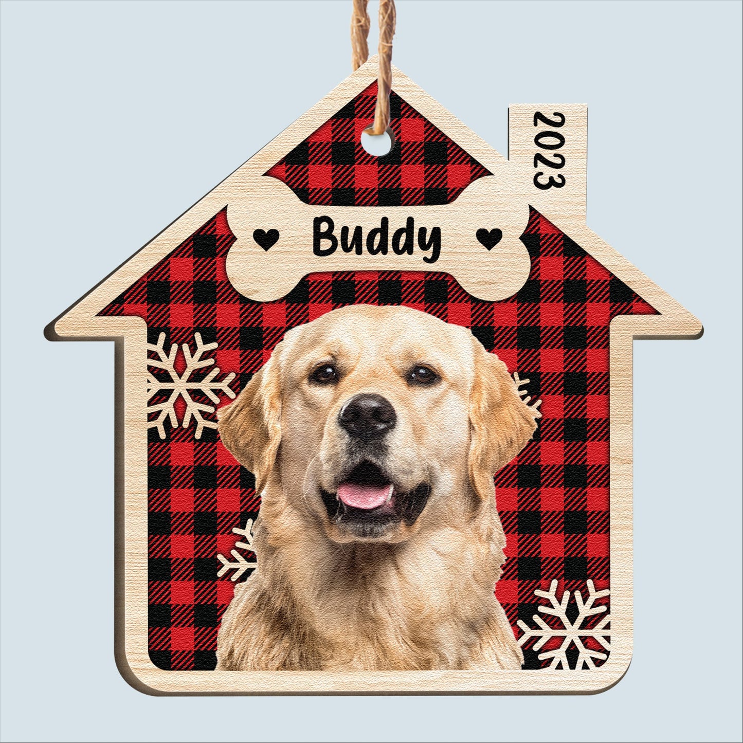 Pet's Sweet Home - Personalized House Shaped Wooden Photo Ornament