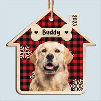 Pet's Sweet Home - Personalized House Shaped Wooden Photo Ornament