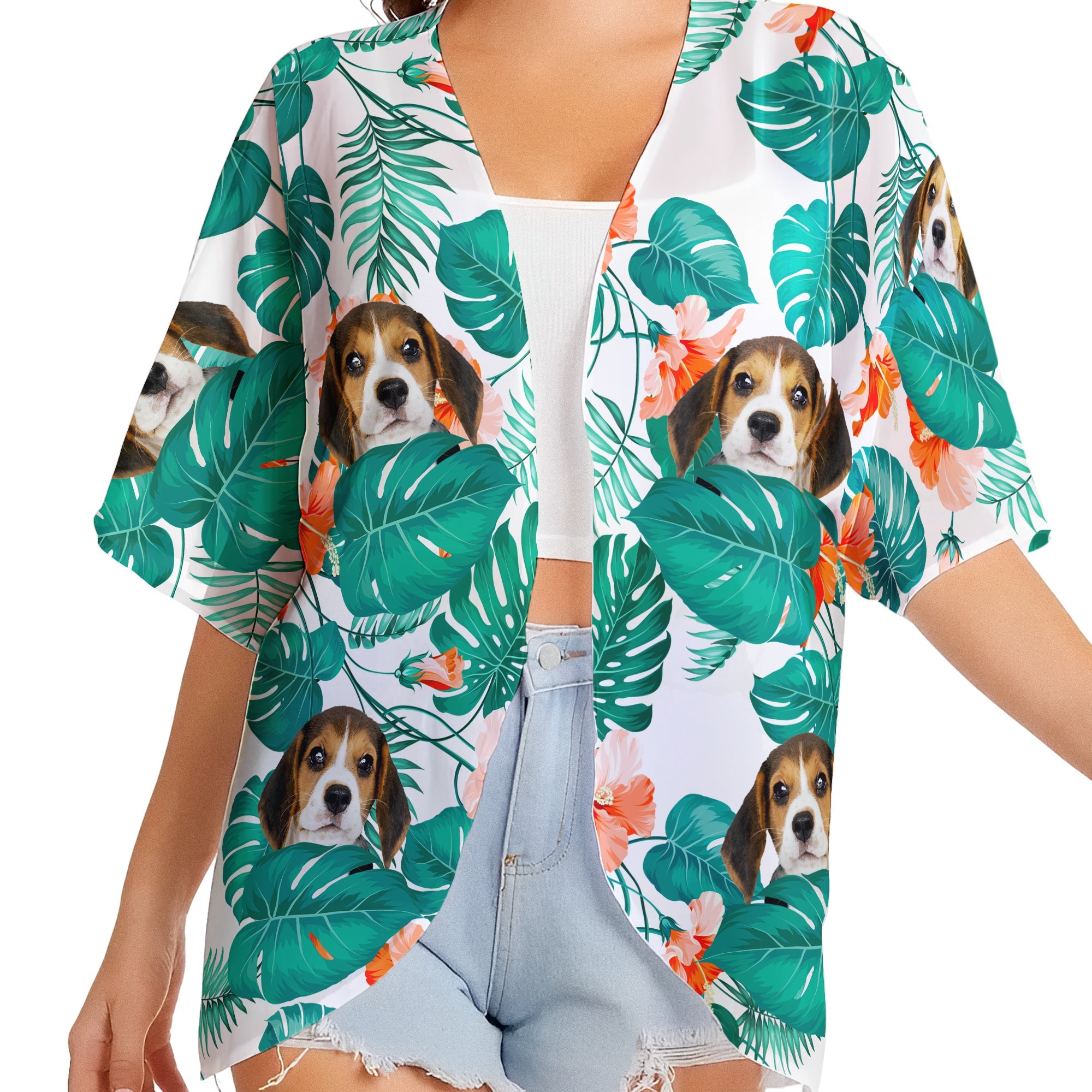 Summer - Custom Face - Personalized Photo Women's Kimono Chiffon Cover Up