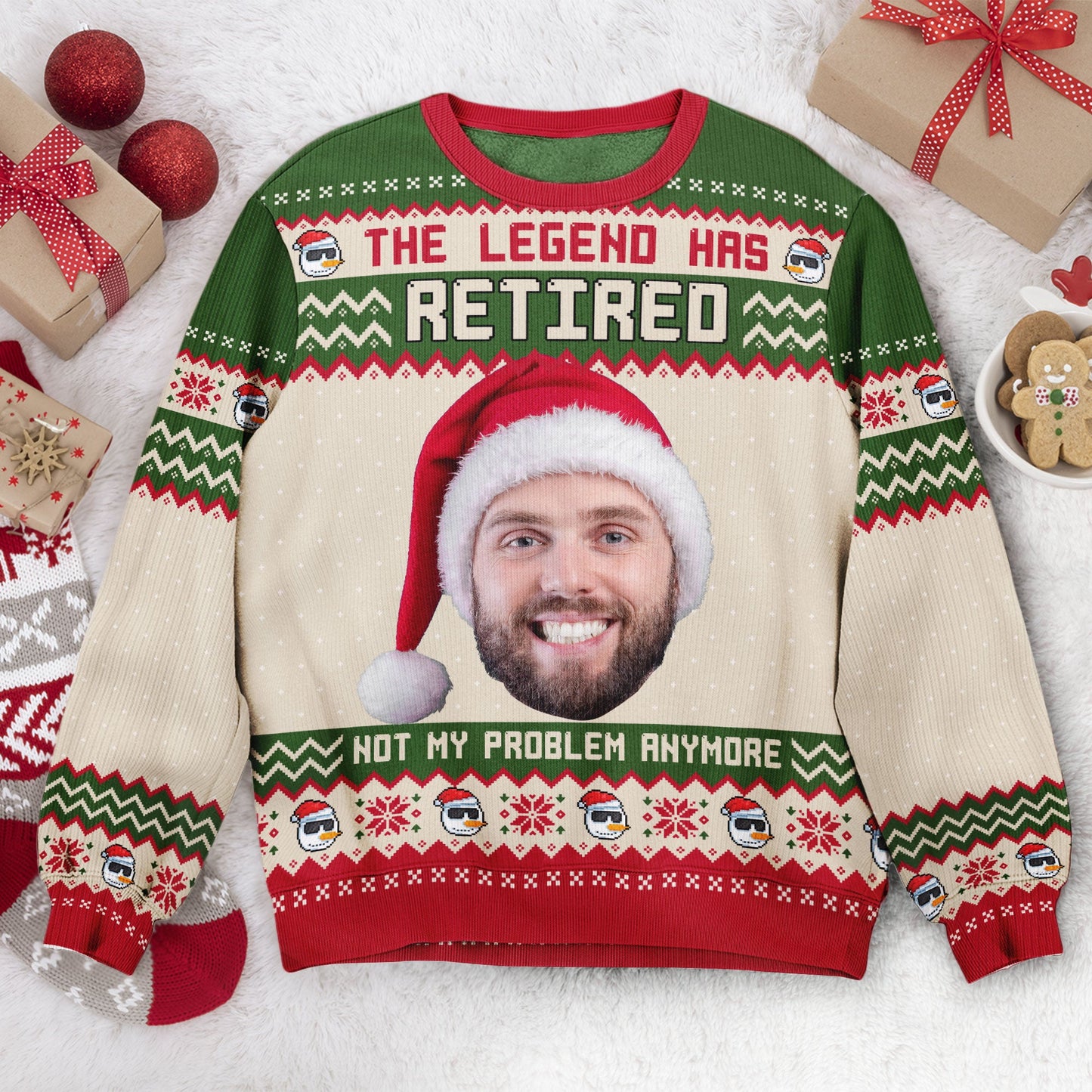 The Legend Has Retired - Personalized Photo Ugly Sweater