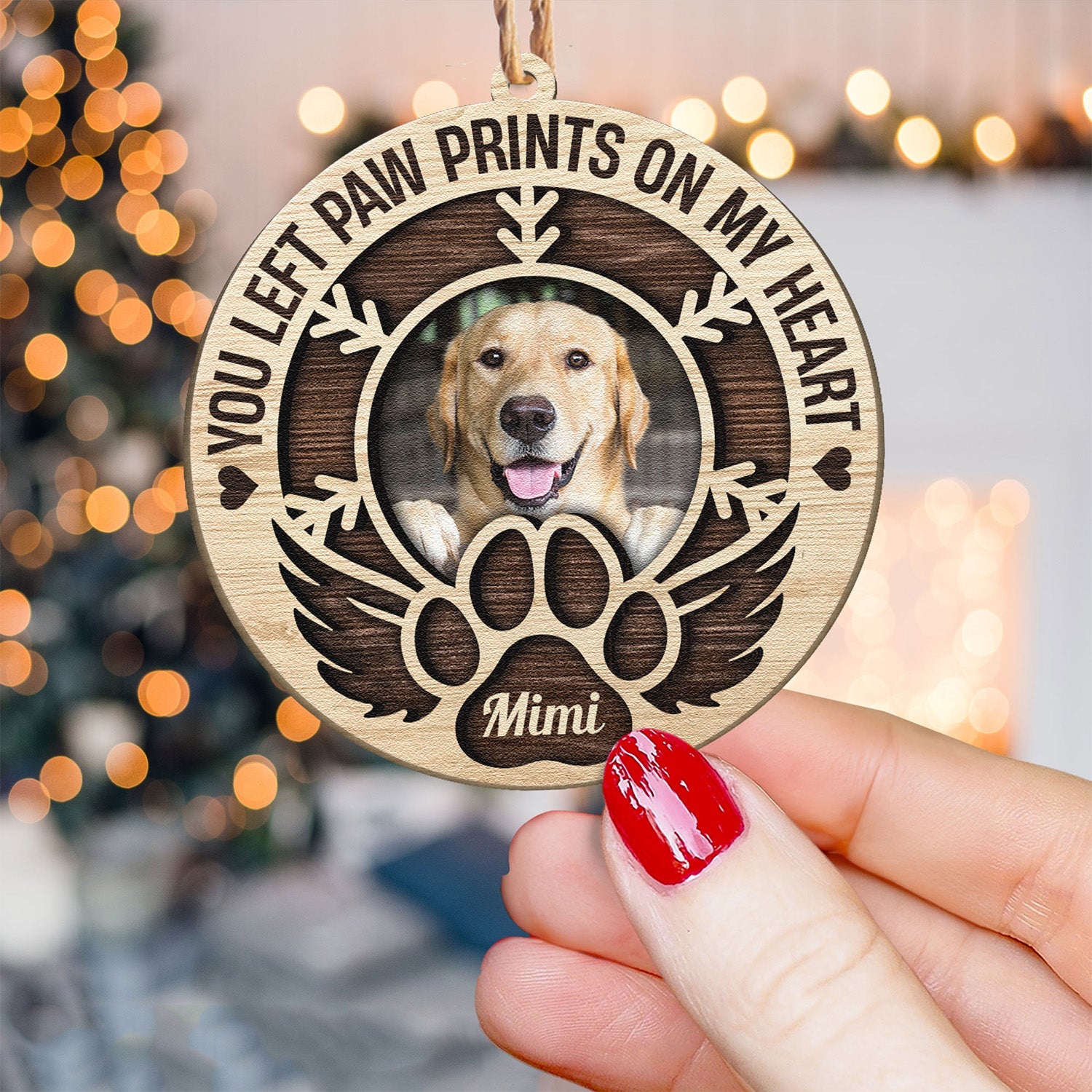 You Left Paw Prints - Personalized Shaped Wooden Photo Ornament