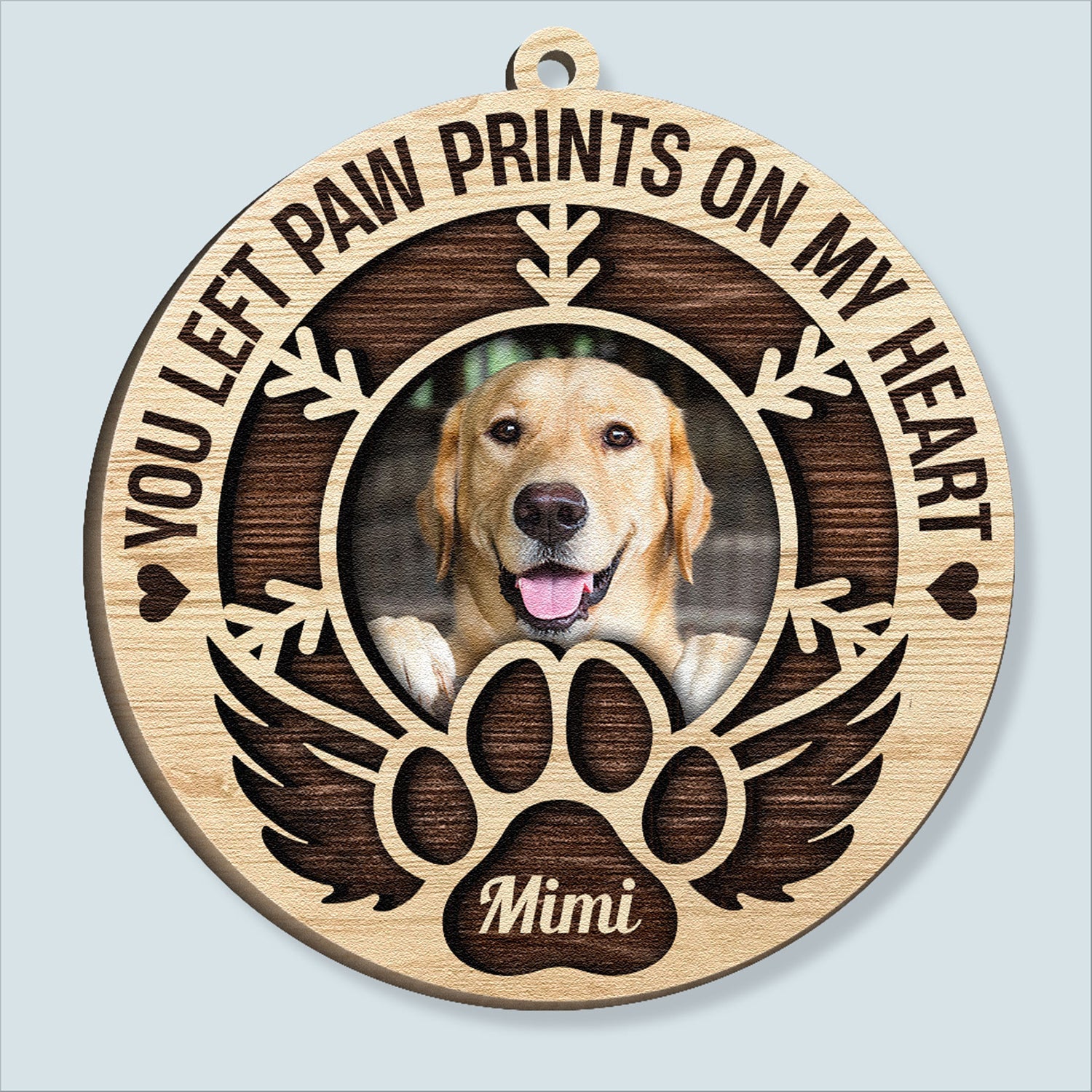 You Left Paw Prints - Personalized Shaped Wooden Photo Ornament