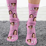 #1 Grandpa - Personalized Photo Crew Socks