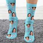 #1 Grandpa - Personalized Photo Crew Socks
