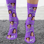 #1 Grandpa - Personalized Photo Crew Socks