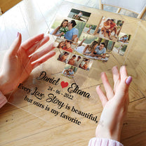 Photo Love Story Heart - Personalized Acrylic Photo Plaque