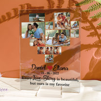 Photo Love Story Heart - Personalized Acrylic Photo Plaque