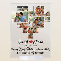 Photo Love Story Heart - Personalized Acrylic Photo Plaque