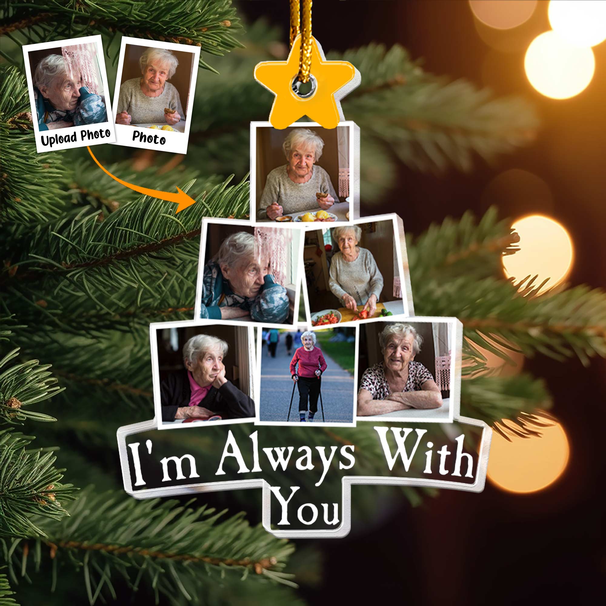 Photo Memorial Christmas Tree - Personalized Acrylic Photo Ornament