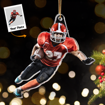 Photo Ornament For American Football Players - Personalized Shaped Acrylic Photo Ornament