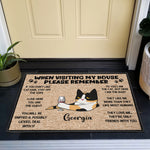 Please Remember When Visiting Cats House - Personalized Doormat