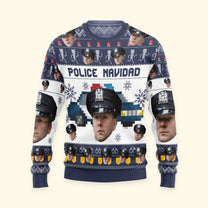 Police Navidad - Personalized Photo Ugly Sweater - Police Officer Gifts for Men