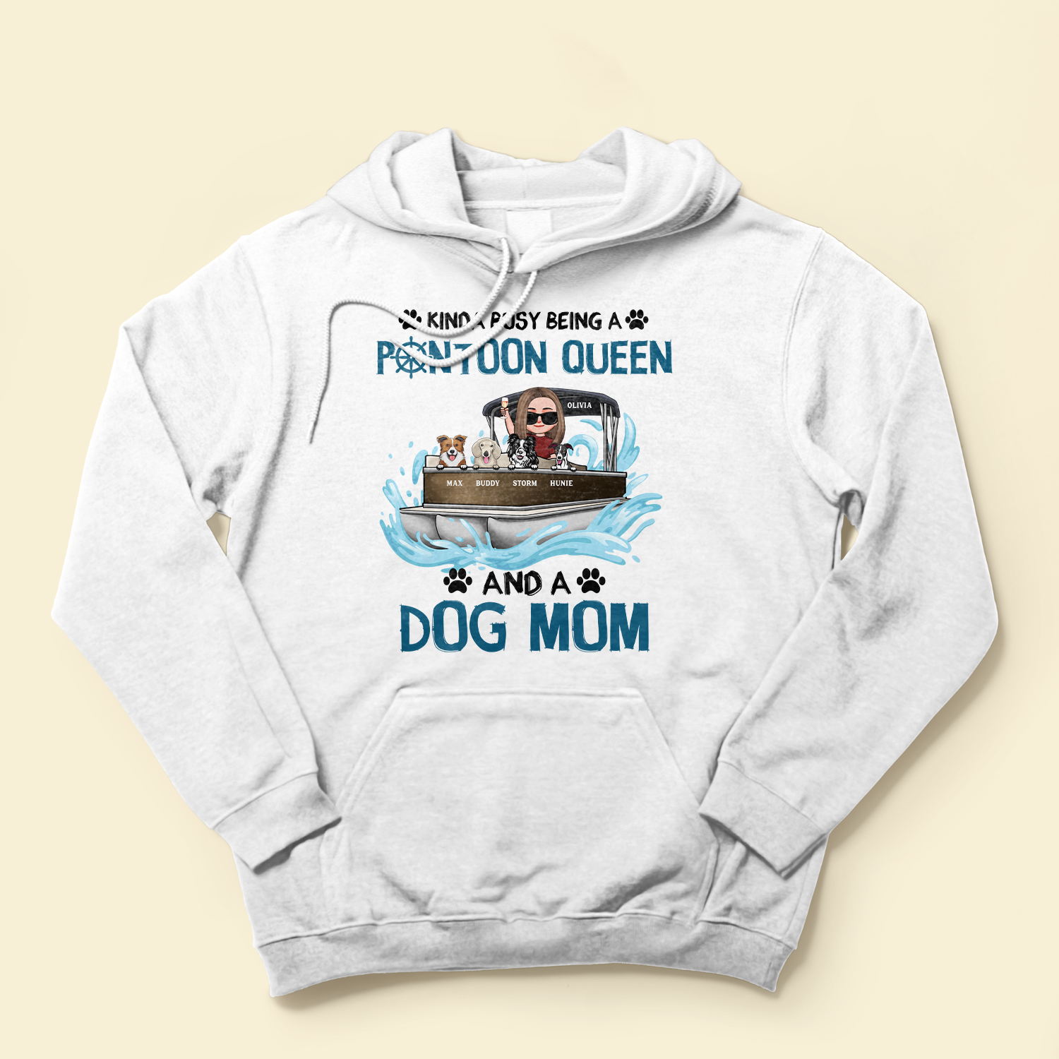 Pontoon Queen & Dog Mom - Personalized Shirt - Birthday, Summer Vacation Gift For Dog & Cat Lovers