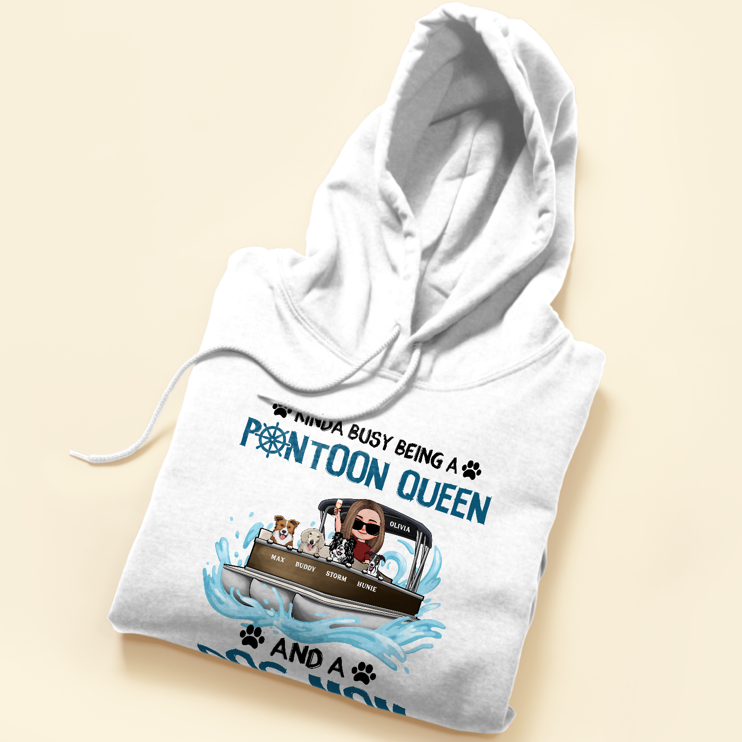 Pontoon Queen & Dog Mom - Personalized Shirt - Birthday, Summer Vacation Gift For Dog & Cat Lovers