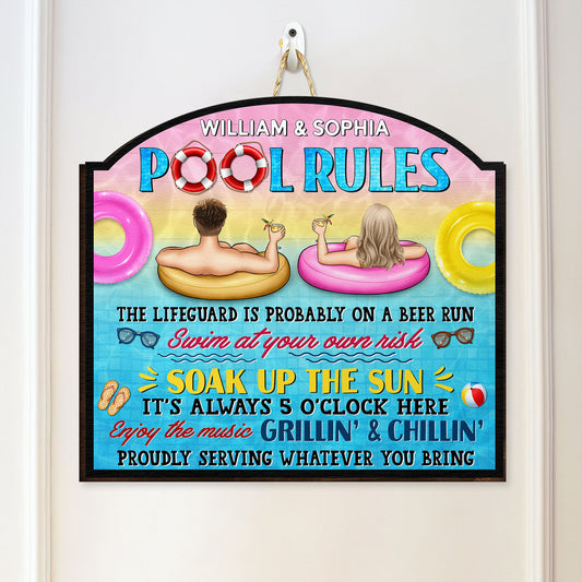 Pool Rules - Personalized Custom Shaped Wood Sign