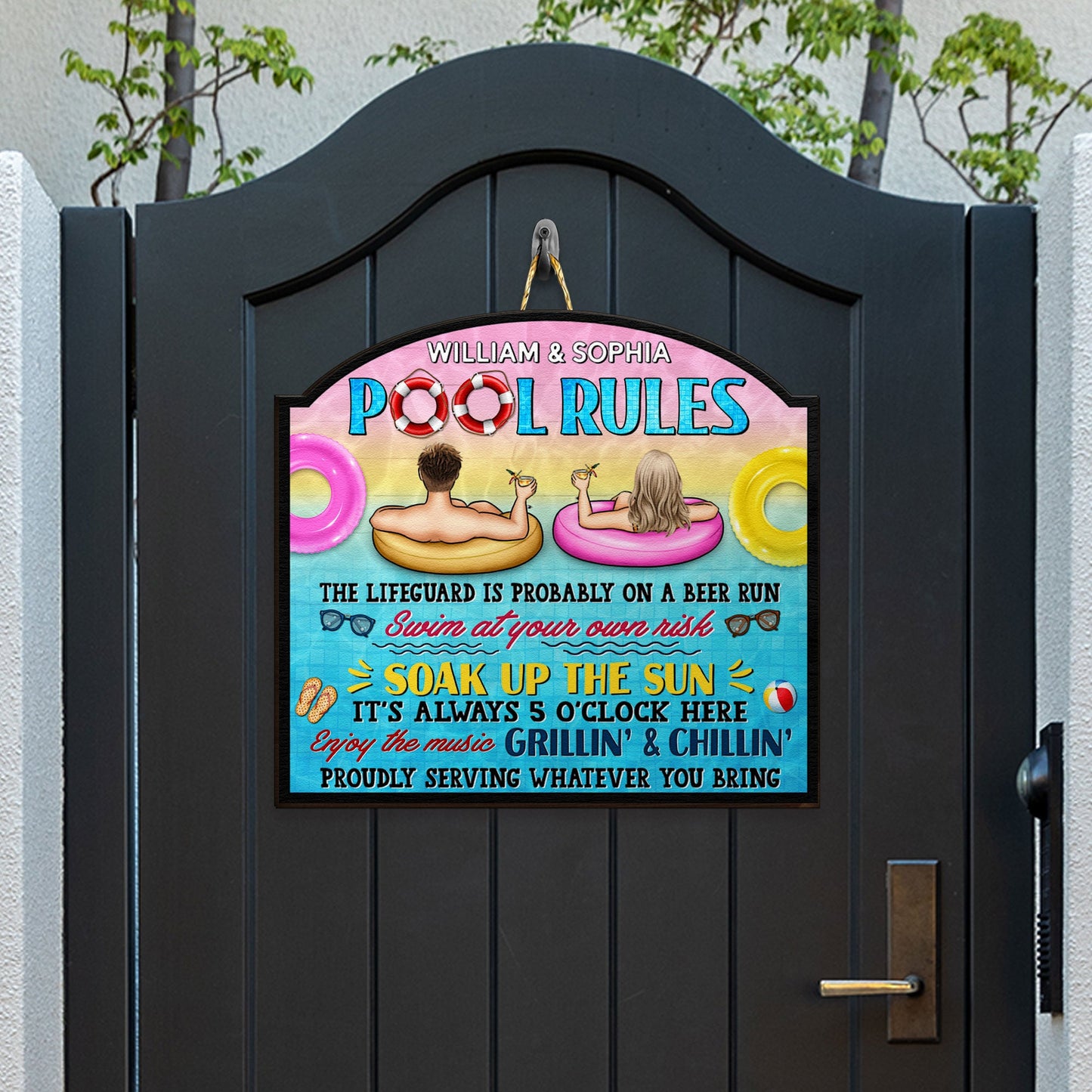 Pool Rules - Personalized Custom Shaped Wood Sign