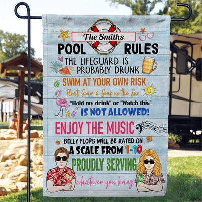 Pool Rules - Personalized Garden Flag