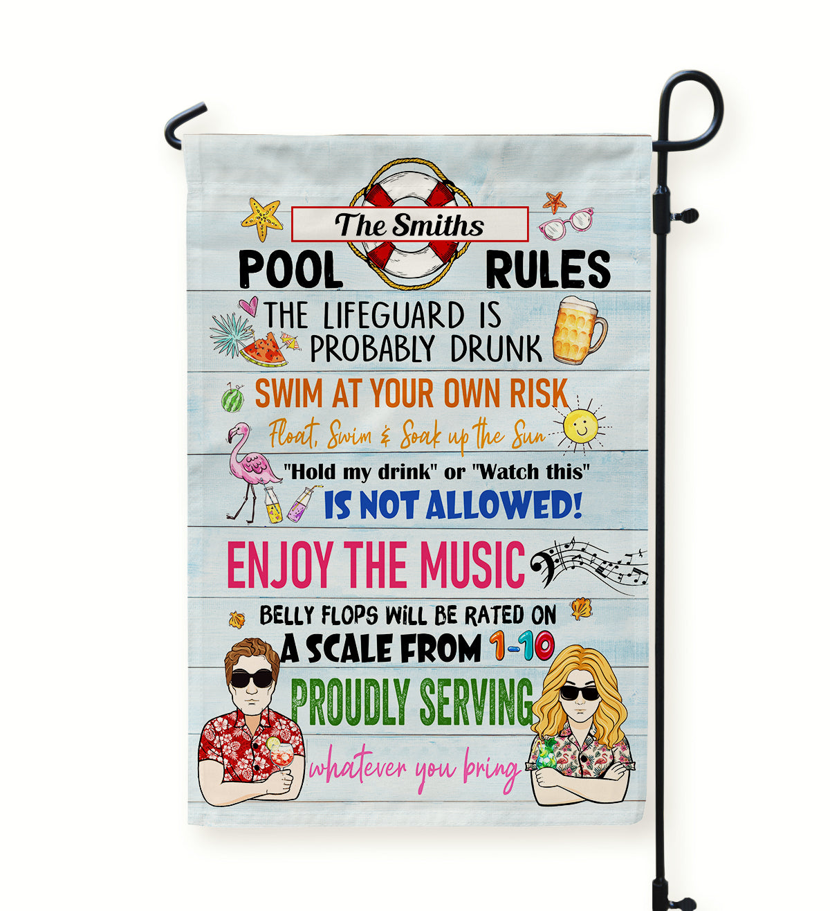 Pool Rules - Personalized Garden Flag - Summer Decoration - Gift For Swimming Lovers, Family, Parents, Friends