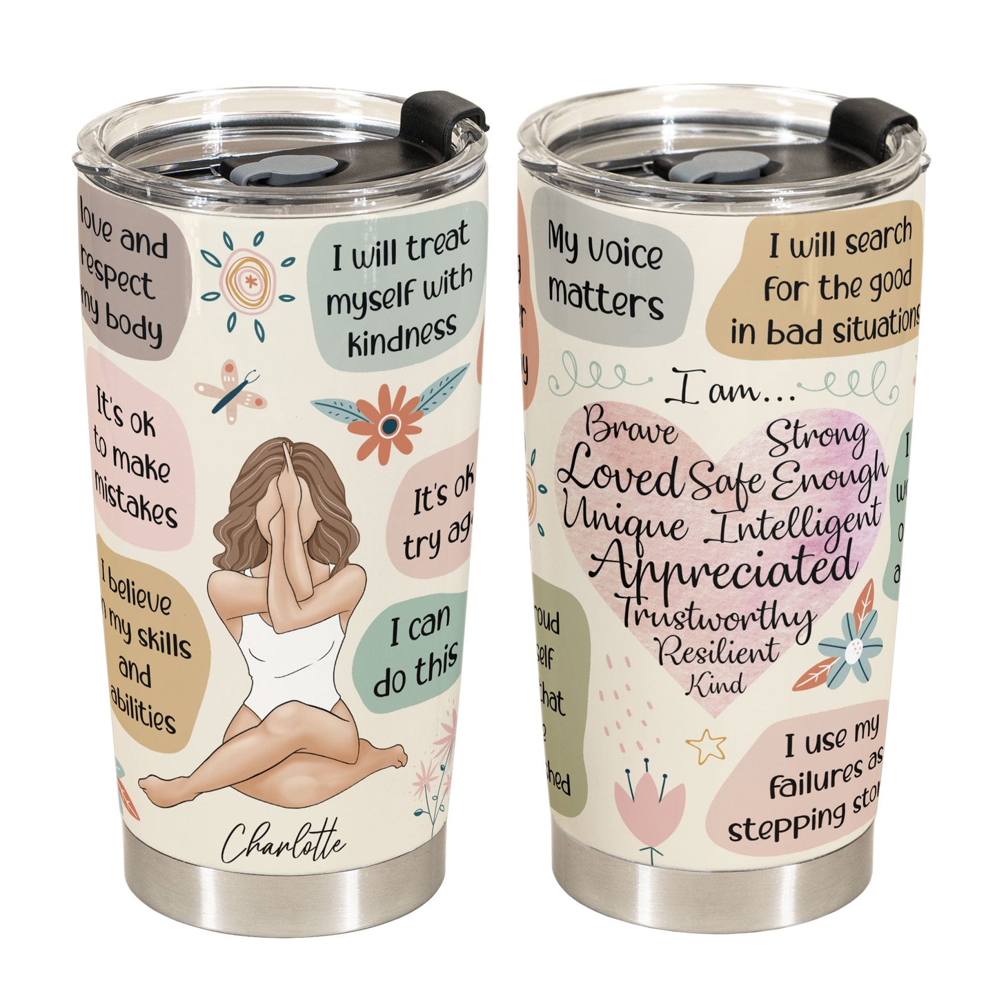 Positivity - Personalized Tumbler Cup - Note To Self, Mental Health